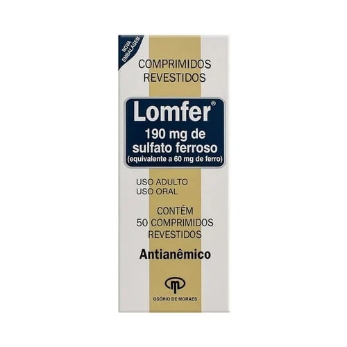Lomfer 190mg Osorio de Moraes 50 Comprimidos