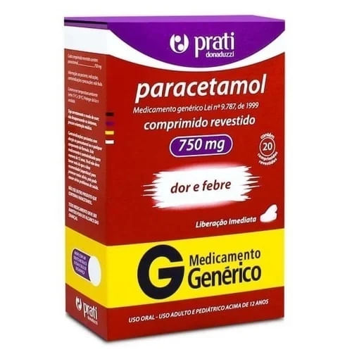 Paracetamol 750mg 20 comprimidos - Prati Donaduzzi Genérico