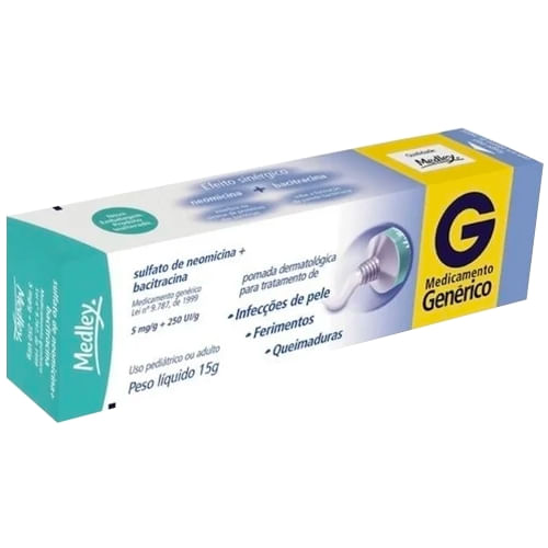 Pomada Sulfato de Neomicina + Bacitracina Zíncica 15g - Medley Genéricos