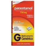 Paracetamol 750mg 20 comprimidos - Globo
