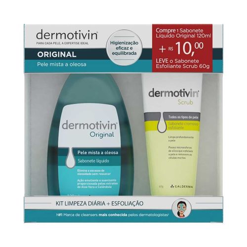 Kit Dermotivin Sabonete Líquido Original 120ml + Esfoliante Scrub 60g