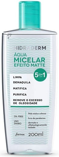 Água Micelar Hidraderm Efeito Matte 5 em1 - 200ml