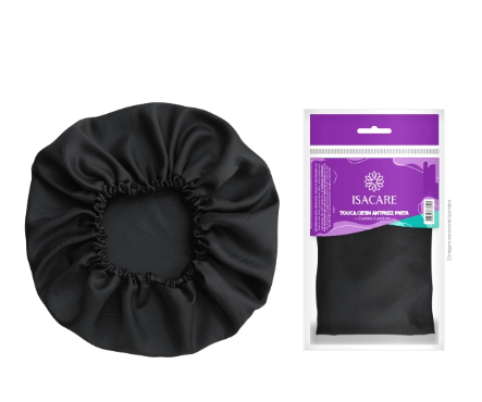 Touca Cetim Botanic Anti-Frizz Preta - Isacare