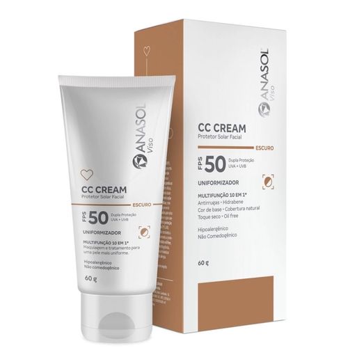Protetor Solar CC Cream Anasol FPS50 60g - Cor Escuro