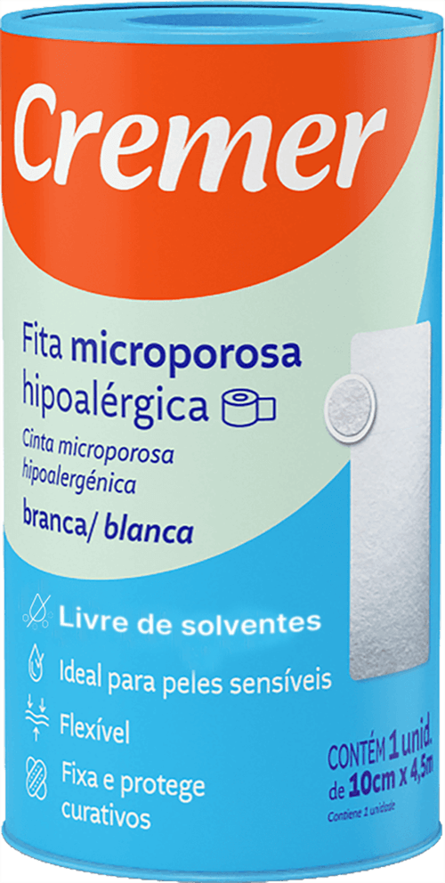 Fita Microporosa Cremer 10 cm x 4,5 cm - Cor Branco