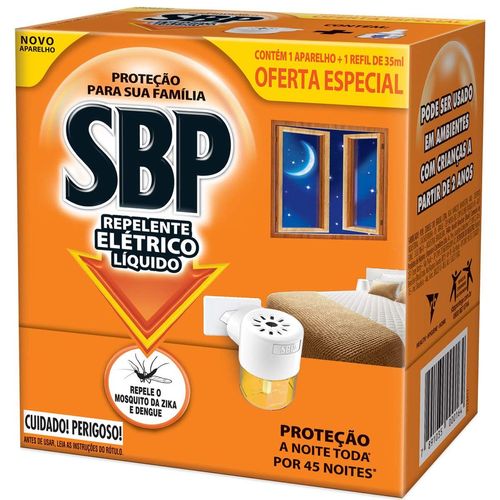 Inseticida SBP Aparelho Elétrico + Refil 35ml  - 45 Noites