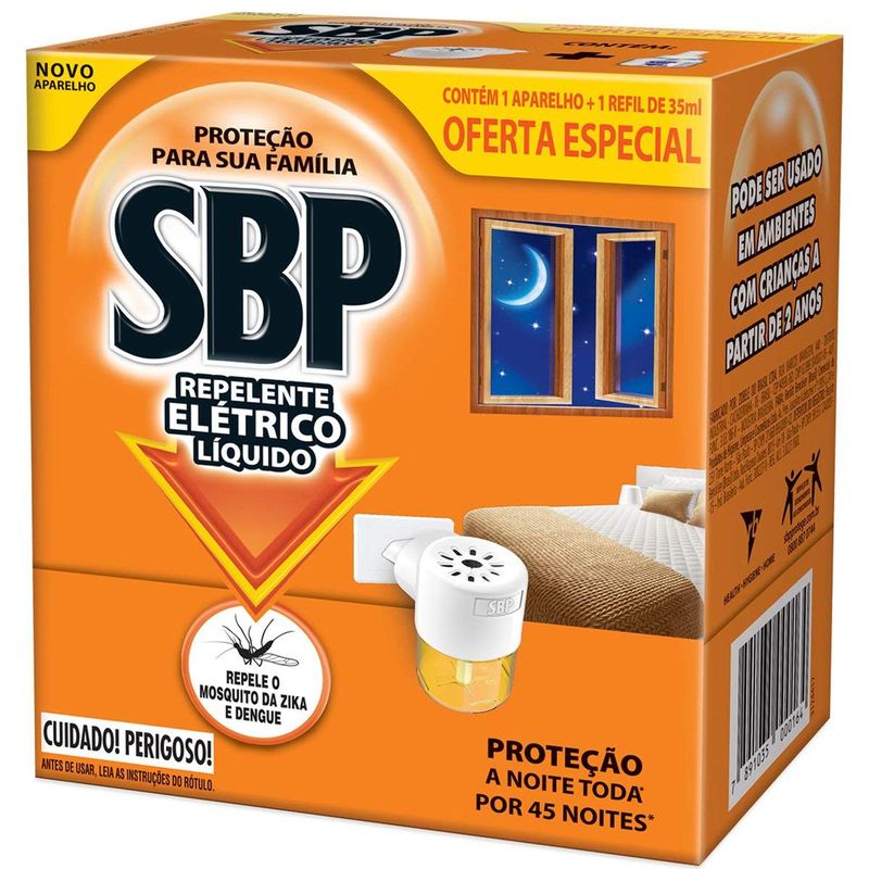 Inseticida SBP Aparelho Elétrico + Refil 35ml  - 45 Noites