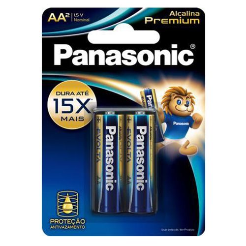 Pilha Panasonic Alcalina Premium com 2 unidades - AA