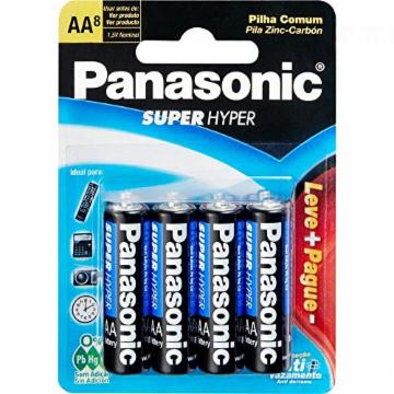 Pilha Panasonic Comum Pequena com 8 Unidades - AA
