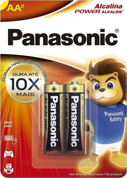 Pilha Panasonic Alcalina Pequena com 2 Unidades - AA