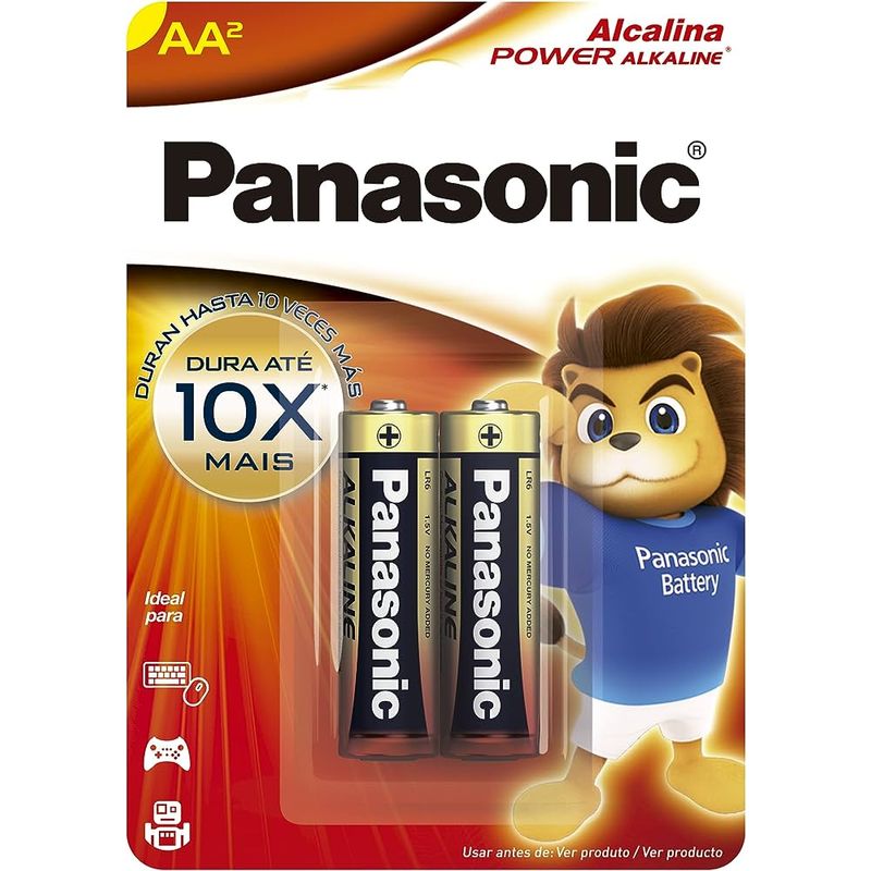 Pilha Panasonic Alcalina Pequena com 2 Unidades - AA