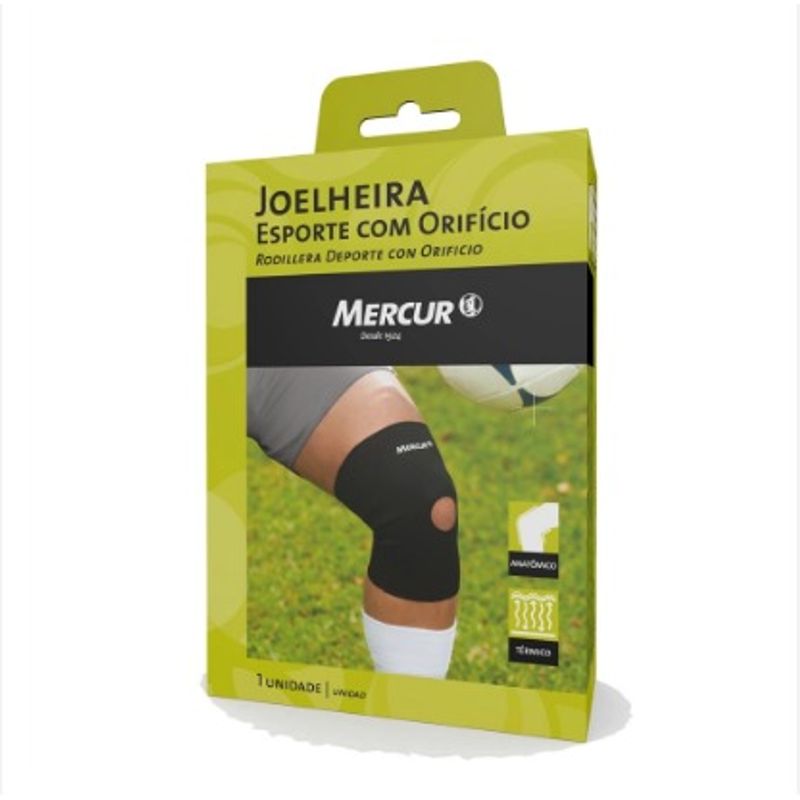 Joelheira com Orificio Mercur Esporte - Tamanho GG / Cor Preta