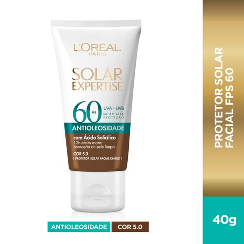 Protetor Solar Facial L'Oréal Expertise Antioleosidade 40g FPS60 - Cor 1.0  Claro