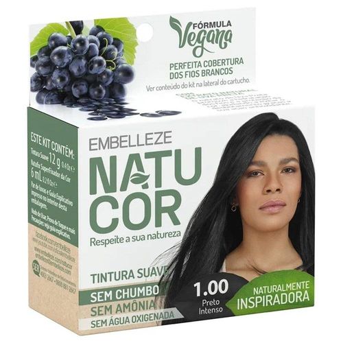 Tintura Embelleze Natucor - Tom 1.00 Preto Intenso