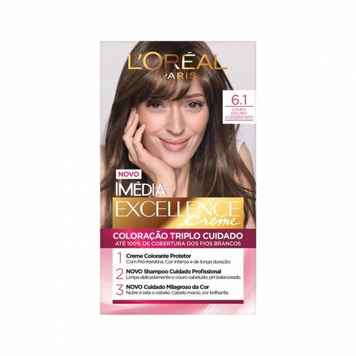Tintura Excellence Imédia - Tom 6.1 Louro Escuro Acinzentado