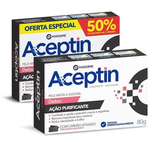 Aceptin Detox Carvão Ativado Purificante Kit com 2 Unidades de 80g