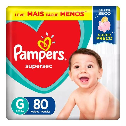 Fralda Pampers Supersec Jumbo Bag G - 80 Unidades