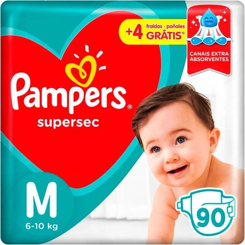 Fralda Pampers Supersec Jumbo Bag M + 4 Grátis - 86 Unidades