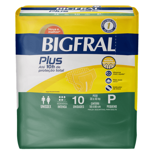 Fralda Geriátrica Bigfral Plus P - 10 Unidades