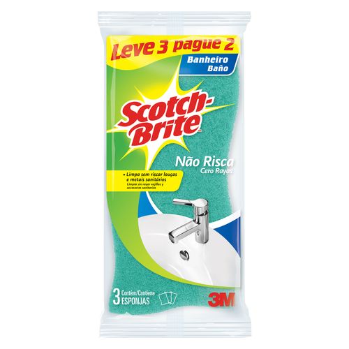 Esponja Scotch Brite Não Risca Banheiro - Leve 3 Pague 2
