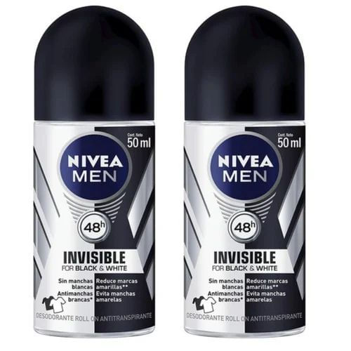 Desodorante Nivea Roll-On Feminino Black & White Invisible - 2 uni