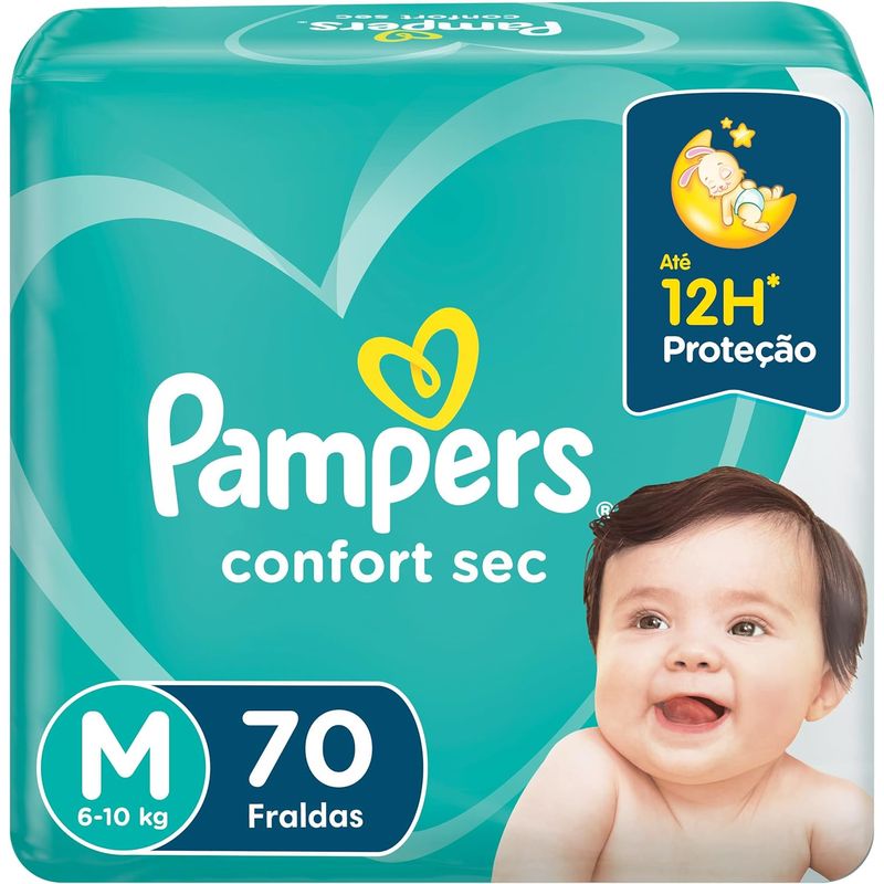 Fralda Pampers Confort Sec Super M - 70 Unidades