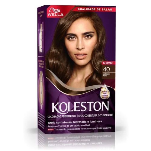 Tinta Wella Koleston - Tom 4/0 Castanho Médio