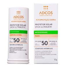 Protetor Solar Adcos Base Stick Ultra Leve Peach FPS 50 - 12g