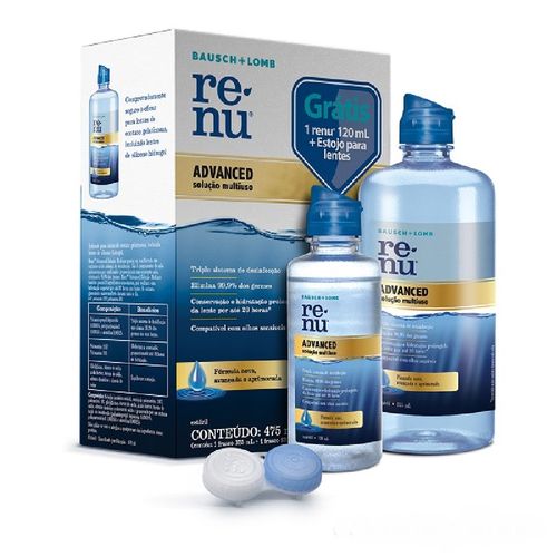 Kit Renu Advanced 355mL + 120mL + Estojo Solução Multiuso para Lentes de Contato