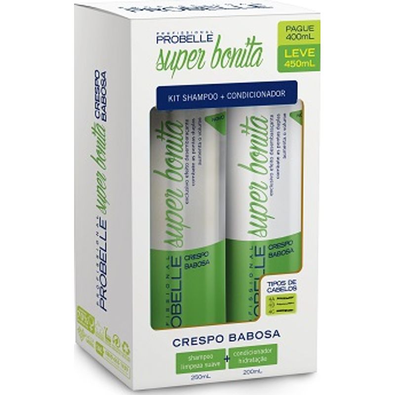 Kit Shampoo e Condicionador Cabelos Crespo Babosa - Probelle