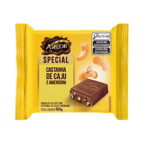 Chocolate Arcor Special Ao Leite com Castanha de Caju e Amendoim 60g