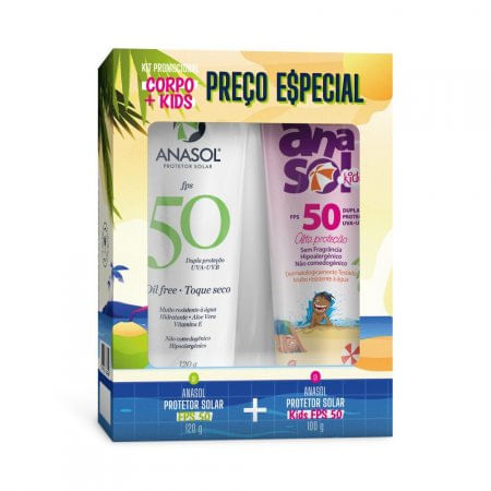 Kit Protetor Solar Anasol Kids FPS50 100g + Facial FPS50 120g