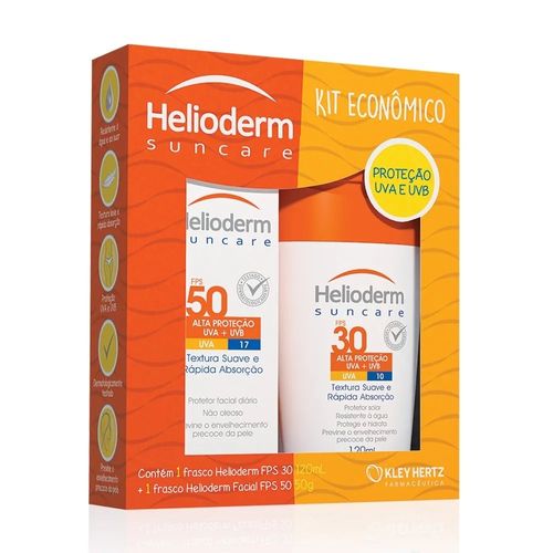 Kit Helioderm Suncare Protetor Solar Corporal FPS30 com 120ml + Protetor Facial FPS50 com 50g