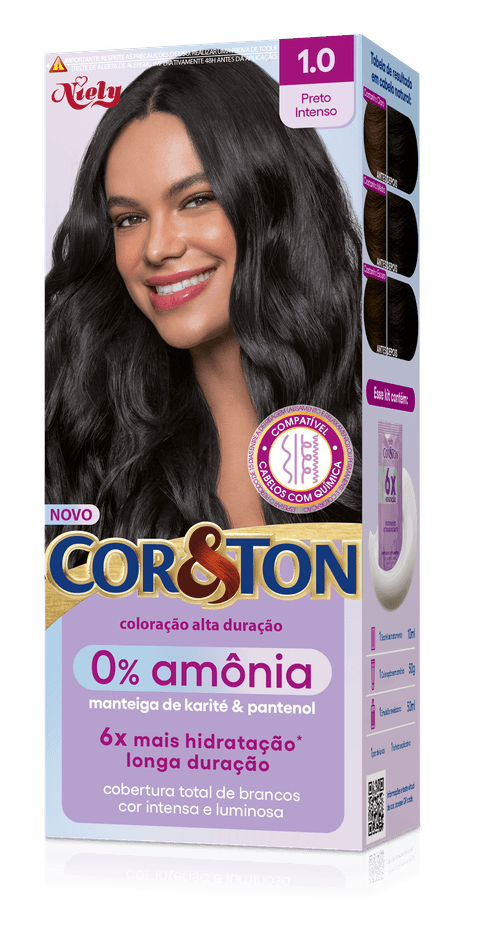 Tintura Niely Cor&Ton 0% Amônia 1.0 - Preto Intenso