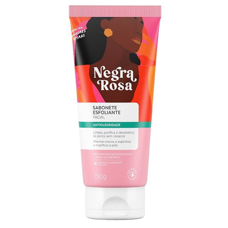 Sabonete Esfoliante Facial Negra Rosa Antioleosidade - 150g