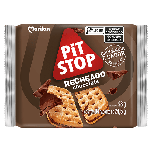 Biscoito Rechedo Marilan Pit Stop 91g - Sabor Misto Quente