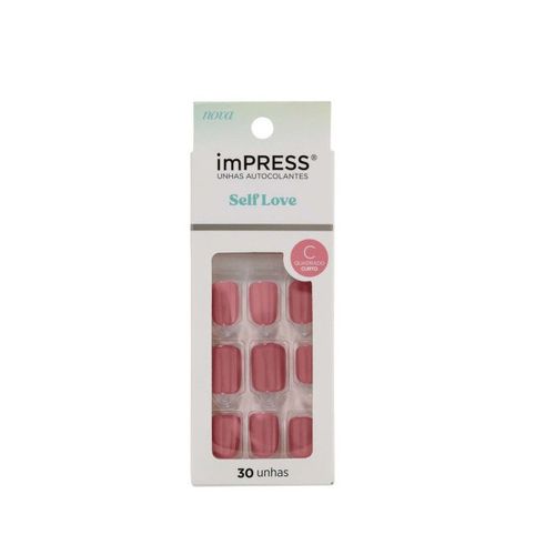 Unhas Postiça Impress Kiss New York Quadrado Curto - Nude