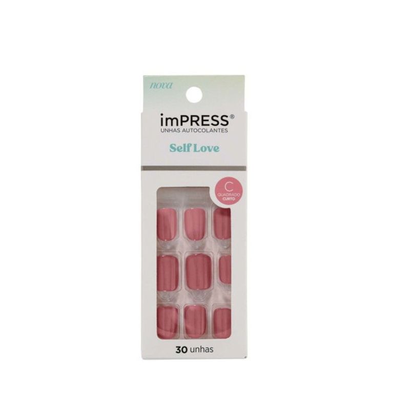 Unhas Postiça Impress Kiss New York Quadrado Curto - Nude