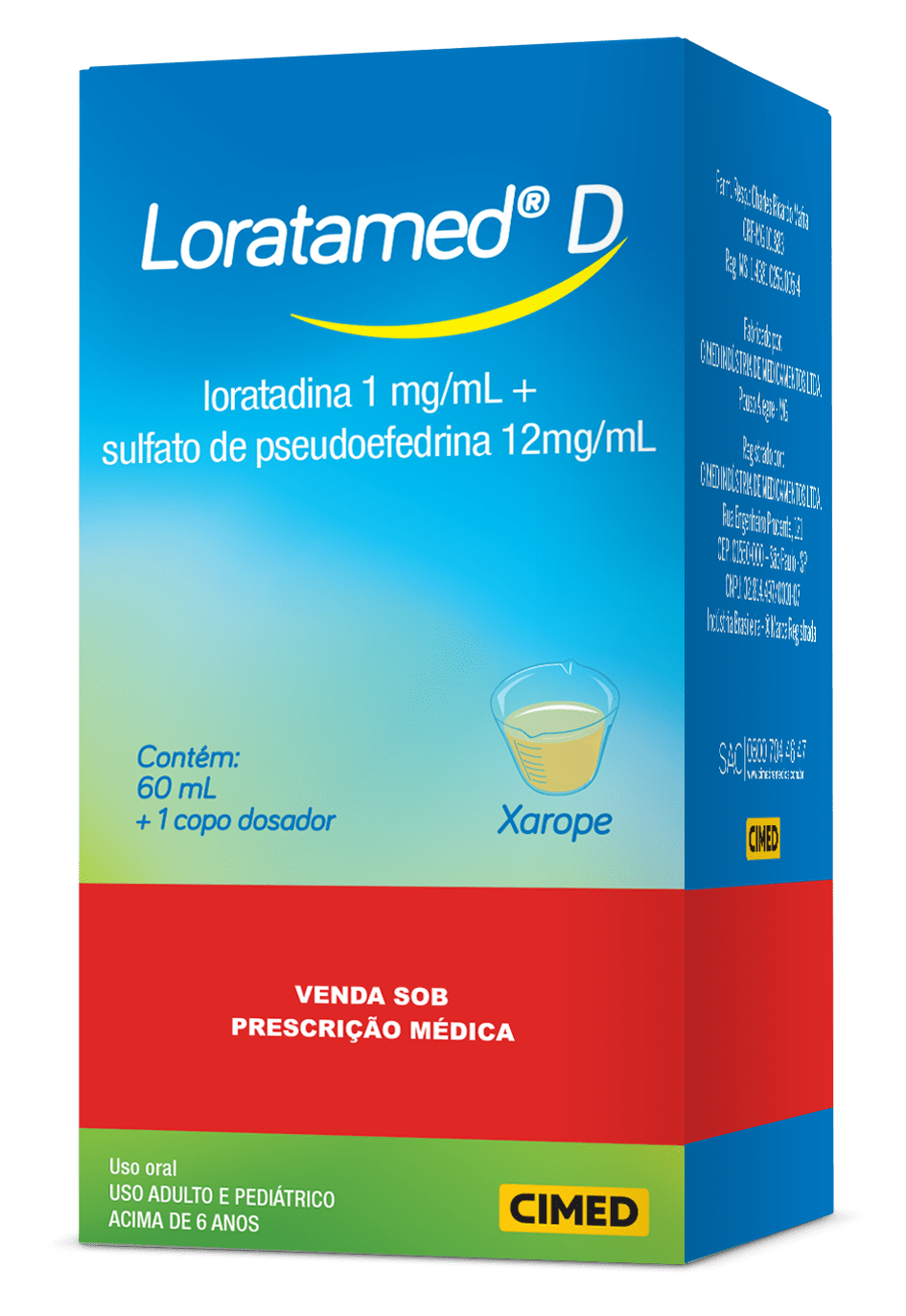 Loratamed D Xarope com 60ml - Cimed - Drogarias Minas Mais