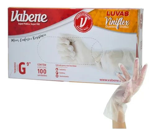 Luva Viniflex sem Amido Tamanho G - 100 Unidades