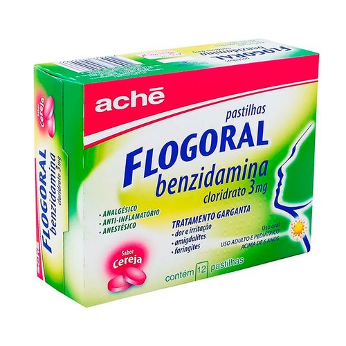 Flogoral Sabor Cereja com 12 Pastilhas - Ache