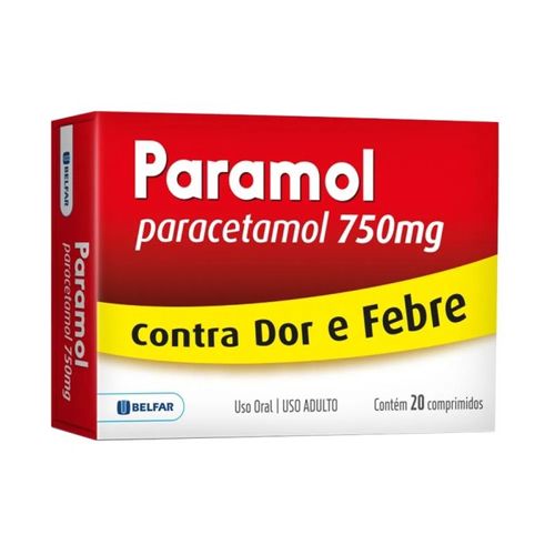 Paracetamol 750mg com 20 Comprimidos - Belfar Genérico