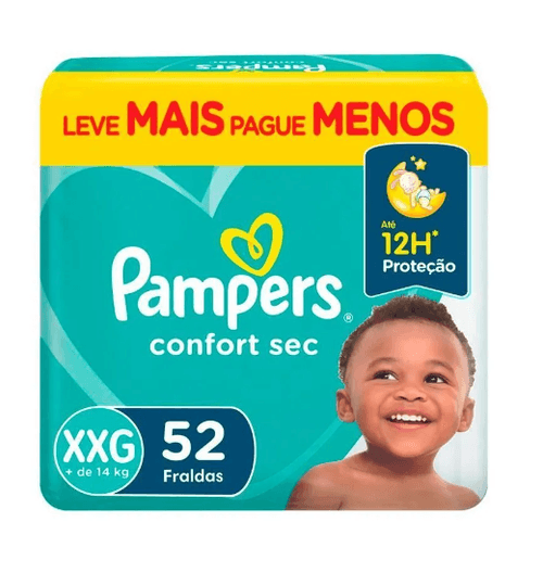 Fralda Pampers Confort Sec Tamanho XXG - 52 Unidades