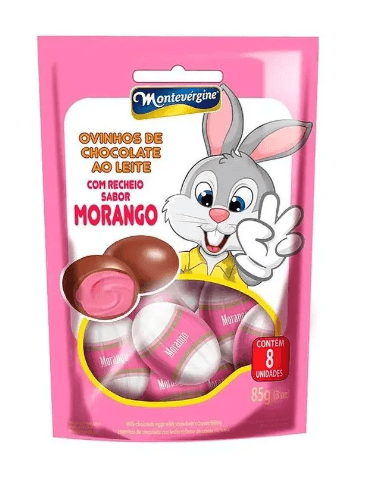 Ovinhos de Chocolate Recheio Morango - 85g