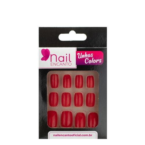 Unhas Nail Encanto Color Curta Vermelho com 28 Unidades