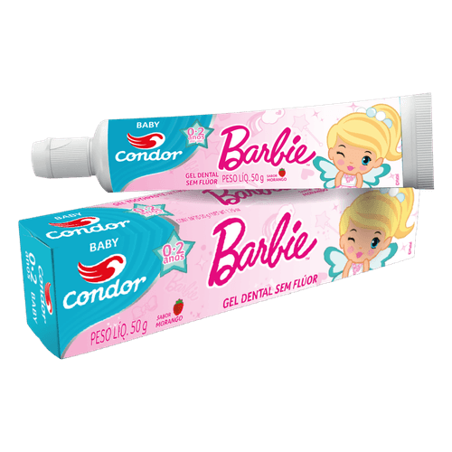 Creme Dental Condor Baby Barbie Sem Flúor - 50g