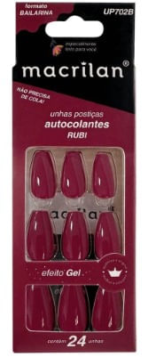 Unhas Postiças com Adesivo Bailarina Rubi - UP702B