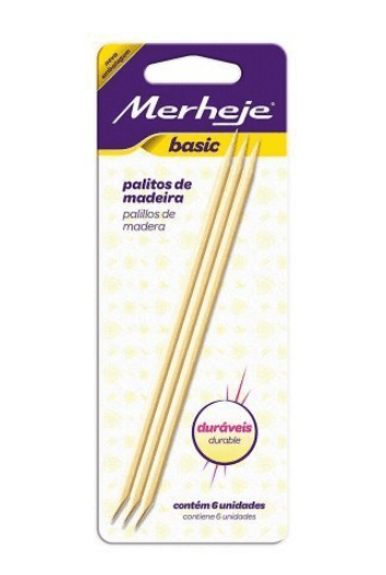 Palito de Cutícula de Madeira Merheje Basic com 6 Unidades