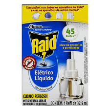 Repelente Elétrico Raid 45 Noites 32.9ml Refil - com1 Unidade