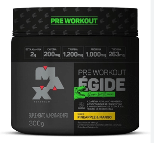 Pré Treino Égide Max Titanium Pote com 300g - Sabor Abacaxi e Manga